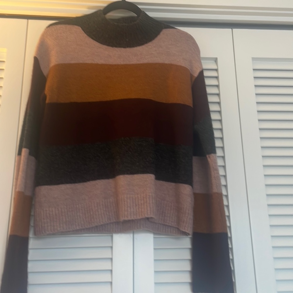 Mock neck striped sweater
